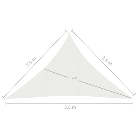 Zonnezeil 160 g/m² 2,5x2,5x3,5 m HDPE wit 6