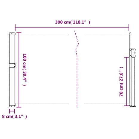 Windscherm uittrekbaar 100x300 cm rood 10