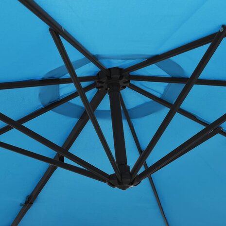 Wandparasol met LEDs 290 cm zeeblauw 8