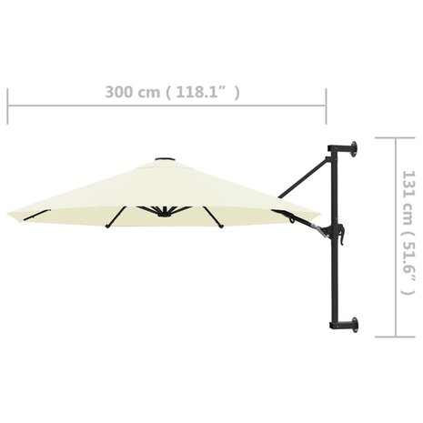 Wandparasol met metalen paal 300 cm zandkleurig 8