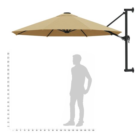 Wandparasol met metalen paal 300 cm taupe 9