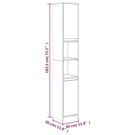 Badkamerkast 30x30x183,5 cm bewerkt hout gerookt eikenkleurig 8