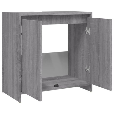 Badkamerkast 60x33x61 cm bewerkt hout grijs sonoma eikenkleurig 5