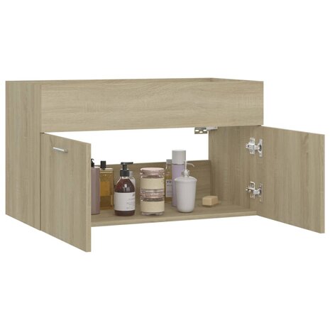 Wastafelkast 80x38,5x46 cm bewerkt hout sonoma eikenkleurig 4