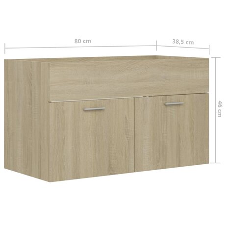 Wastafelkast 80x38,5x46 cm bewerkt hout sonoma eikenkleurig 8