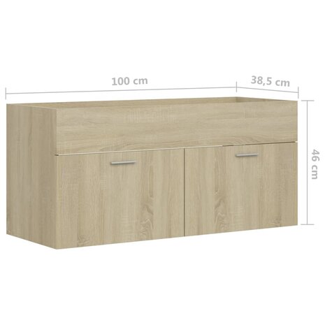 Wastafelkast 100x38,5x46 cm bewerkt hout sonoma eikenkleurig 8