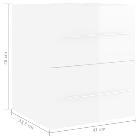 Wastafelkast 41x38,5x48 cm bewerkt hout hoogglans wit 7