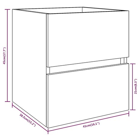 Wastafelkast 41x38,5x45 cm bewerkt hout gerookt eikenkleurig 7