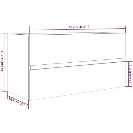 Wastafelkast 90x38,5x45 cm bewerkt hout bruin eikenkleur 9