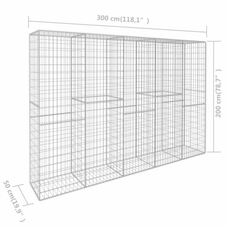 Schanskorfmuur met deksel 300x50x200 cm gegalvaniseerd staal 6