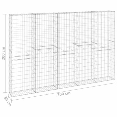 Schanskorfmuur met deksels 300x30x200 cm gegalvaniseerd staal 6