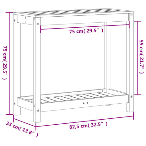 Oppottafel met schap 82,5x35x75 cm geïmpregneerd grenenhout 10