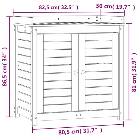 Oppottafel met schappen 82,5x50x86,5 cm massief grenenhout 10