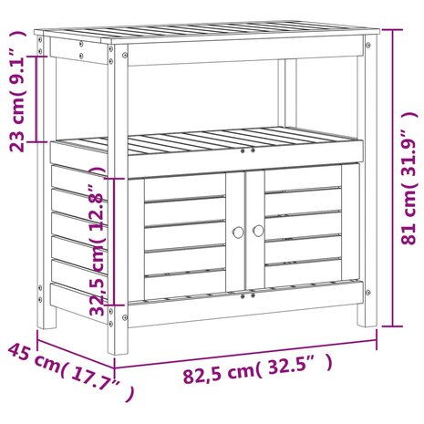 Oppottafel met schappen 82,5x45x81 cm geïmpregneerd hout 10