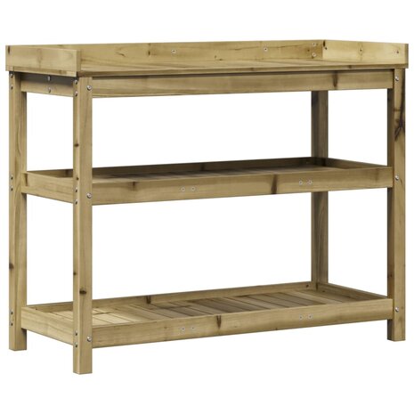 Oppottafel met schappen 108x45x86,5 cm geïmpregneerd hout 2