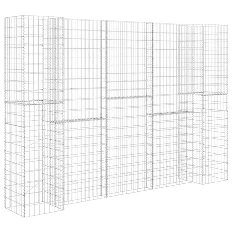 Gabion plantenbak H-vormig 260x40x180 cm staaldraad 2