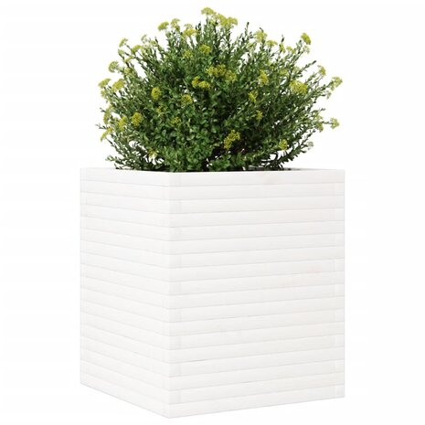 Plantenbak 60x60x68,5 cm massief grenenhout wit 4