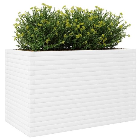 Plantenbak 110x60x68,5 cm massief grenenhout wit 4