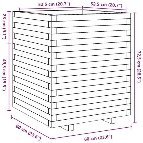 Plantenbak 60x60x72,5 cm massief grenenhout 10