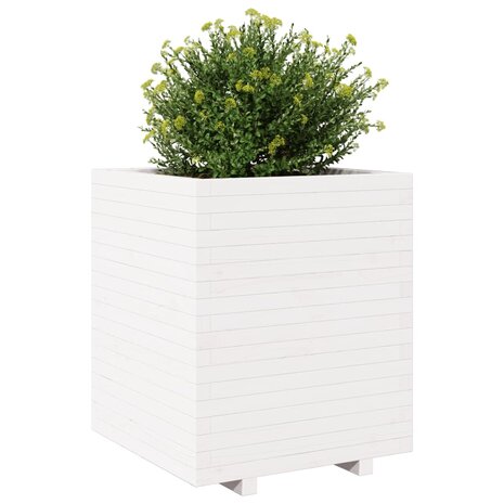 Plantenbak 60x60x72,5 cm massief grenenhout wit 4