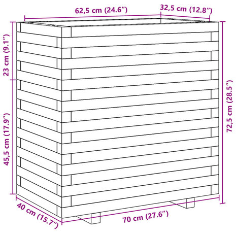 Plantenbak 70x40x72,5 cm geïmpregneerd grenenhout 10