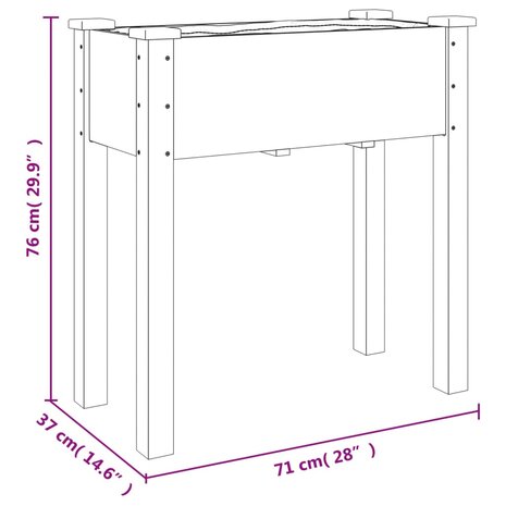 Plantenbak met voering 71x37x76 cm massief vurenhout bruin 8