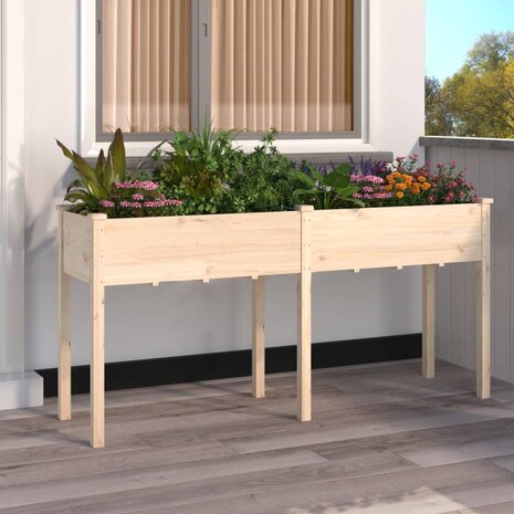 Plantenbak met voering 161x45x76 cm massief vurenhout 1