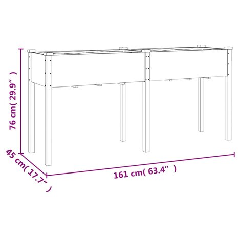 Plantenbak met voering 161x45x76 cm massief vurenhout 8