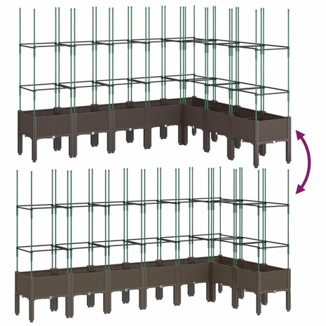 Plantenbak met latwerk 200x160x142,5 cm polypropeen bruin 6