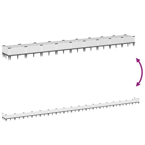 Plantenbak met pinnen 362,5x42,5x28,5 cm polypropeen wit 6