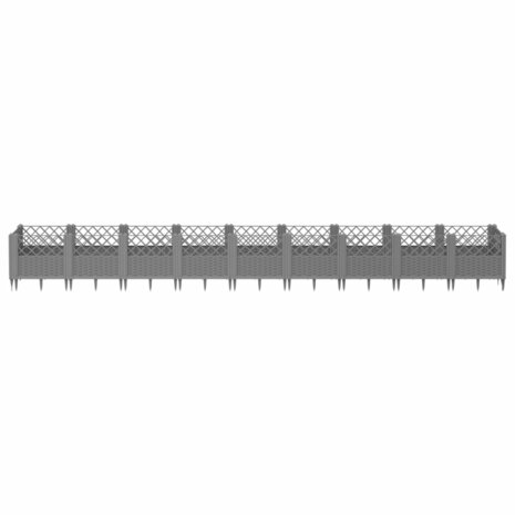 Plantenbak met pinnen 363,5x43,5x43,5 cm polypropeen lichtgrijs 3