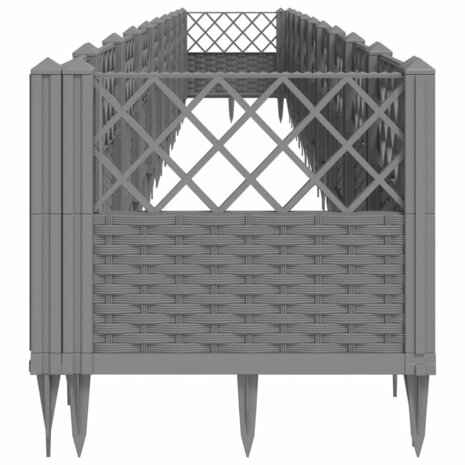 Plantenbak met pinnen 363,5x43,5x43,5 cm polypropeen lichtgrijs 4