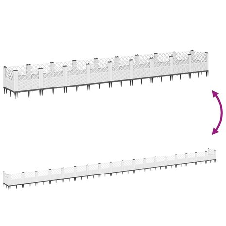 Plantenbak met pinnen 363,5x43,5x43,5 cm polypropeen wit 6