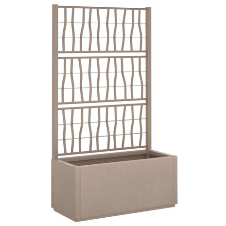 Plantenbak met latwerk 80x36x140 cm polypropeen lichtbruin 2