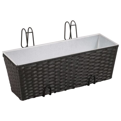 Balkonplantenbakken 2 st 50 cm rattan zwart 2