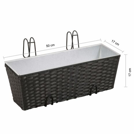 Balkonplantenbakken 2 st 50 cm rattan zwart 8