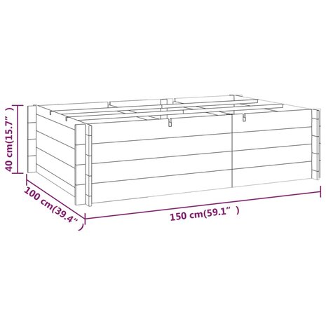 Plantenbak verhoogd 150x100x40 cm geïmpregneerd hout 5