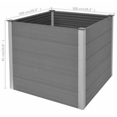 Plantenbak verhoogd 100x100x91 cm HKC grijs 8