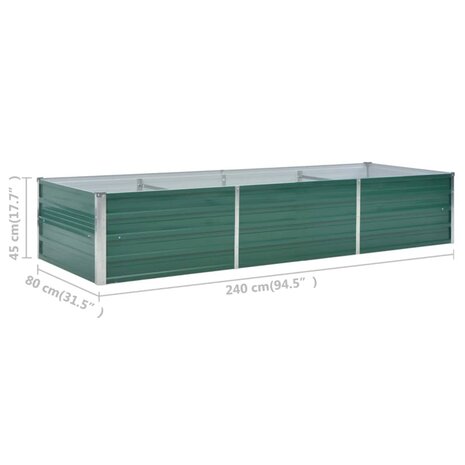 Plantenbak verhoogd 240x80x45 cm gegalvaniseerd staal groen 7