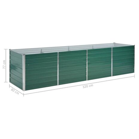 Plantenbak verhoogd 320x80x77 cm gegalvaniseerd staal groen 7