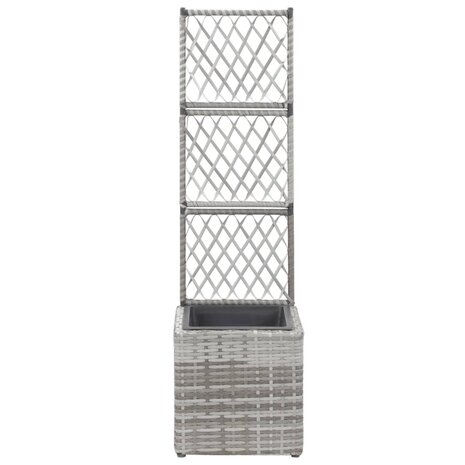 Latwerkplantenbak verhoogd met 1 pot 30x30x107 cm rattan grijs 2