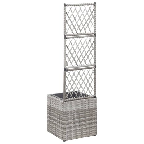 Latwerkplantenbak verhoogd met 1 pot 30x30x107 cm rattan grijs 3