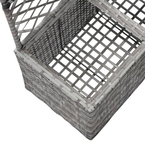 Latwerkplantenbak verhoogd met potten 58x30x107 cm rattan grijs 6