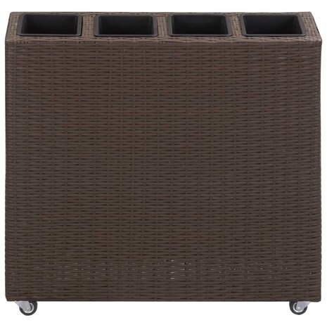 Plantenbak verhoogd met 4 potten 80x22x79 cm poly rattan bruin 2