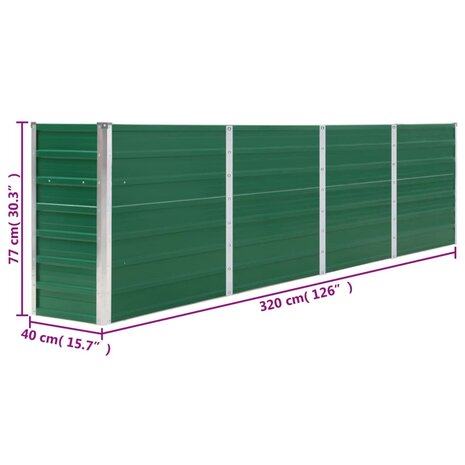 Plantenbak verhoogd 320x40x77 cm gegalvaniseerd staal groen 6