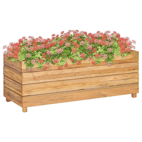 Plantenbak verhoogd 100x40x38 cm gerecycled teakhout en staal 1