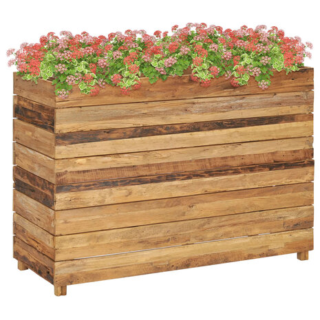 Plantenbak verhoogd 100x40x72 cm gerecycled teakhout en staal 1