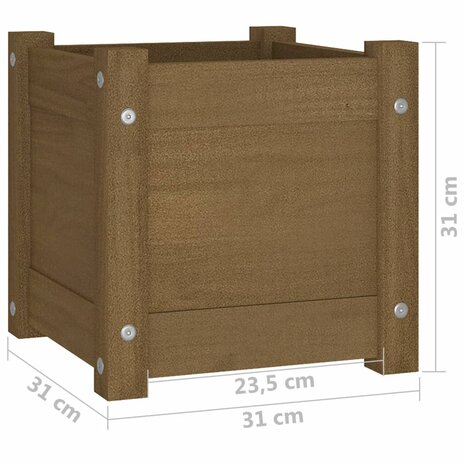 Plantenbak 31x31x31 cm massief grenenhout honingbruin 8