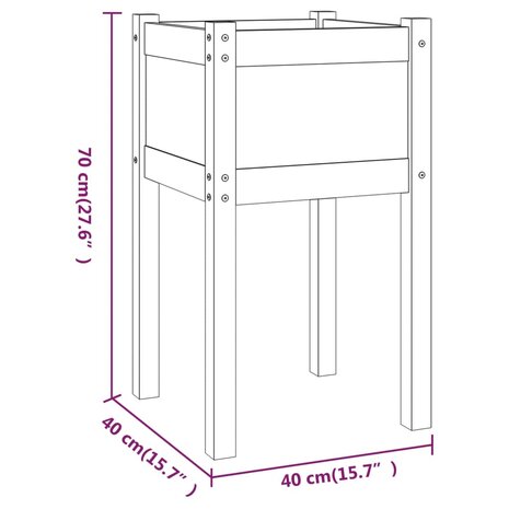 Plantenbak 40x40x70 cm massief grenenhout 7