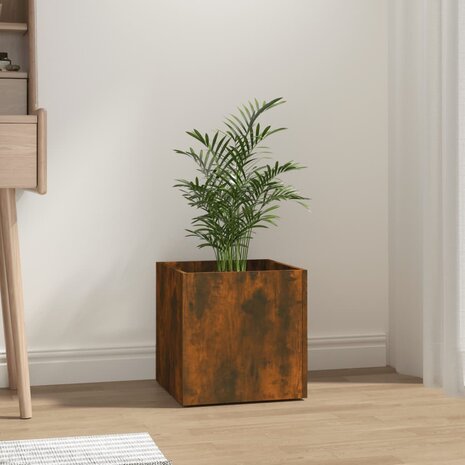 Plantenbak 40x40x40 cm bewerkt hout gerookt eikenkleurig 3